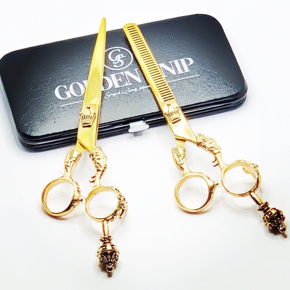 Barber Scissors Set Crown Handle Japanese Steel - Picture 4 of 6